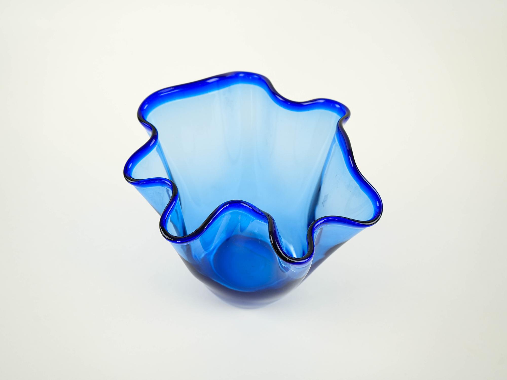 Tulip Vase Cobalt Blue 1970s 3