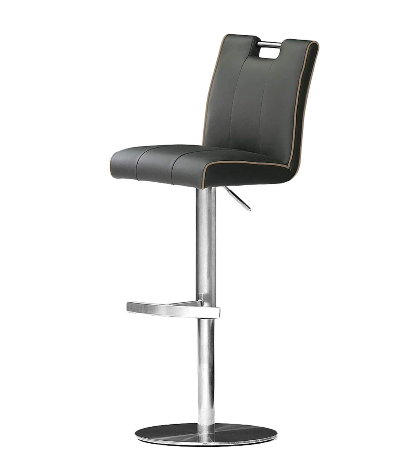 Barhocker Kunstleder Edelstahl Grau 0