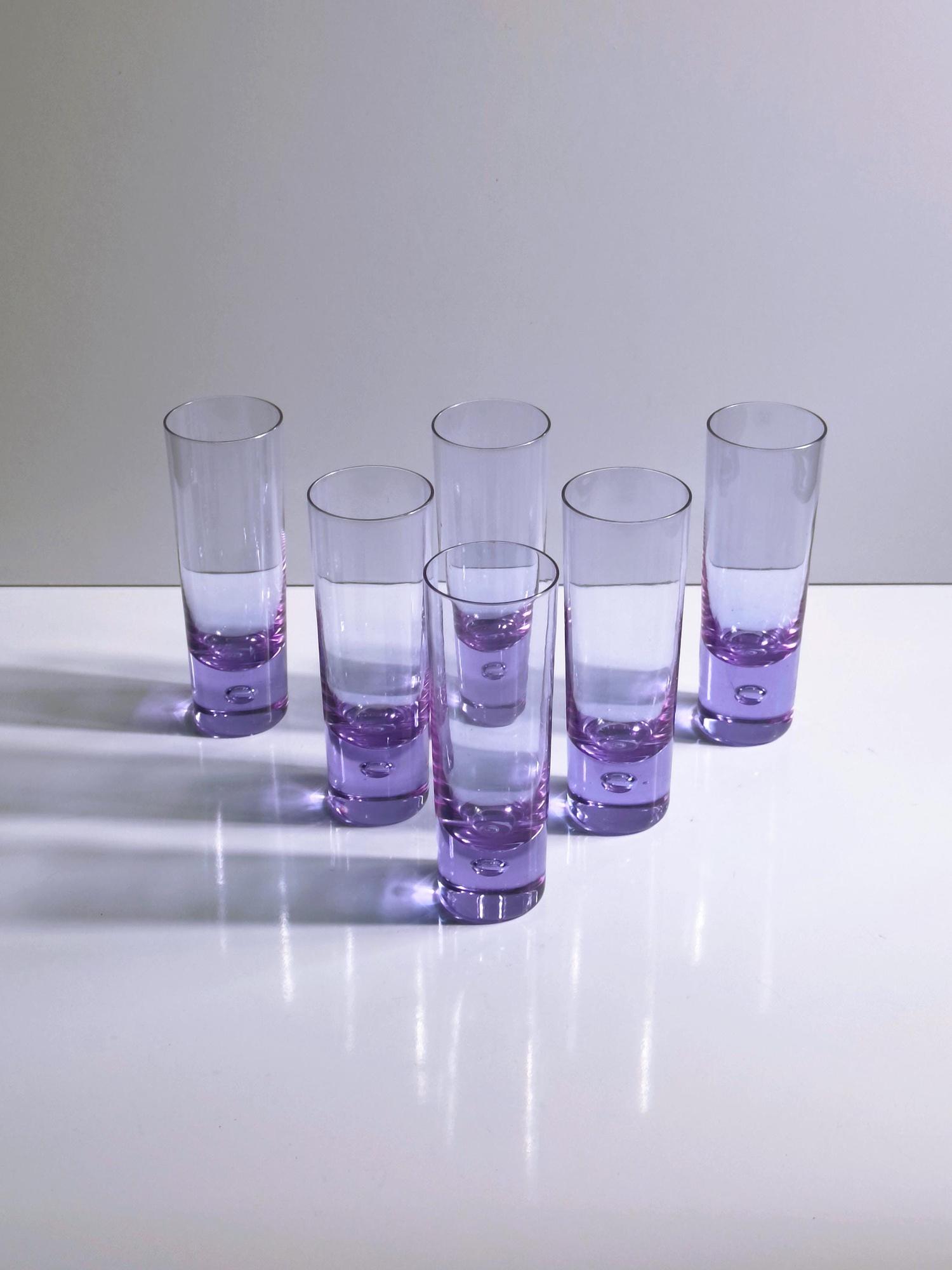 6x Vintage drinking glasses Alexandrite glass 1970s 3