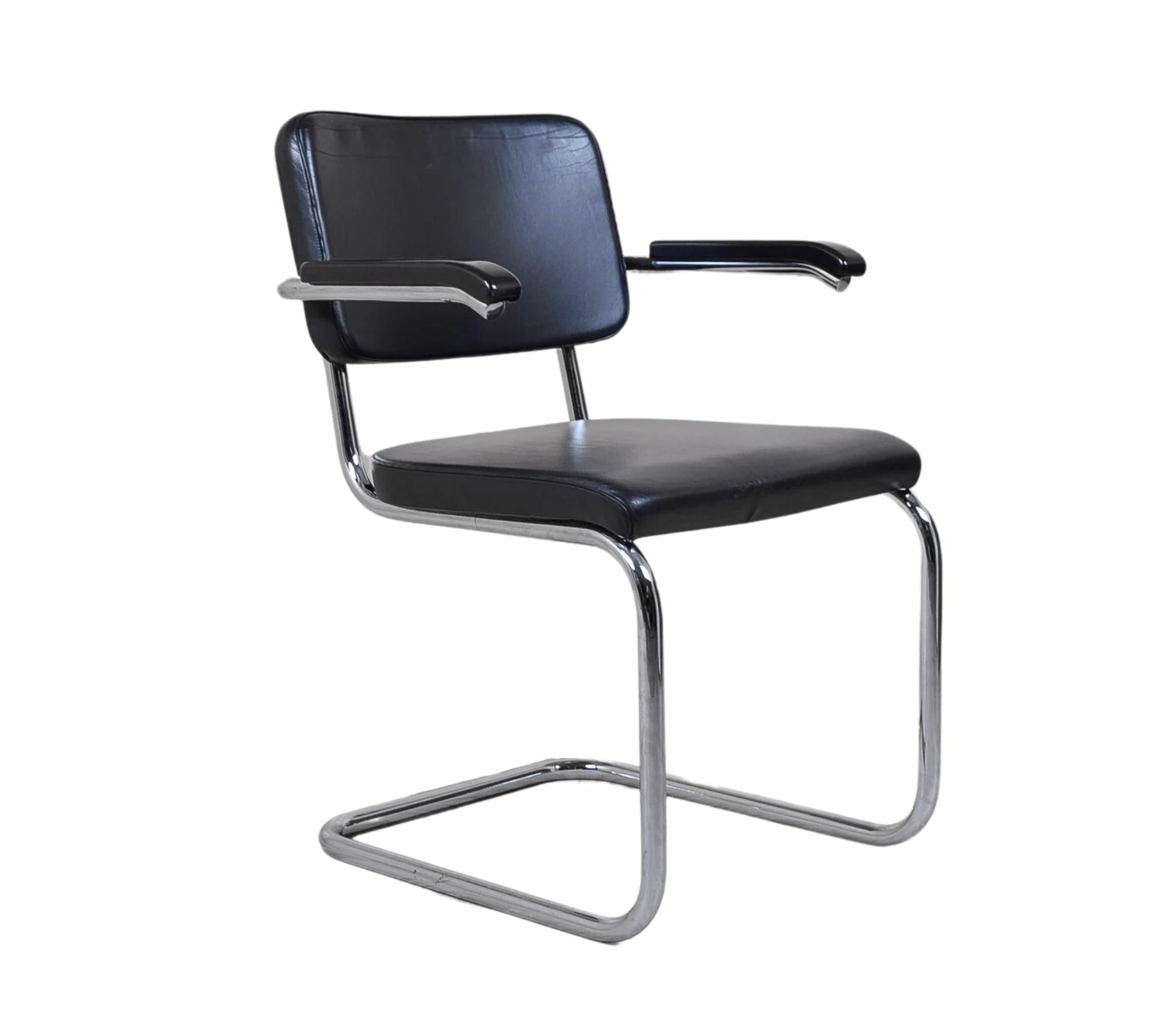 S 64 PV Thonet Freischwinger Leder Metall Schwarz 5