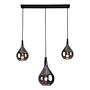 Pendant Light Gota Type B 3-Light Smoked Glass Iron 1