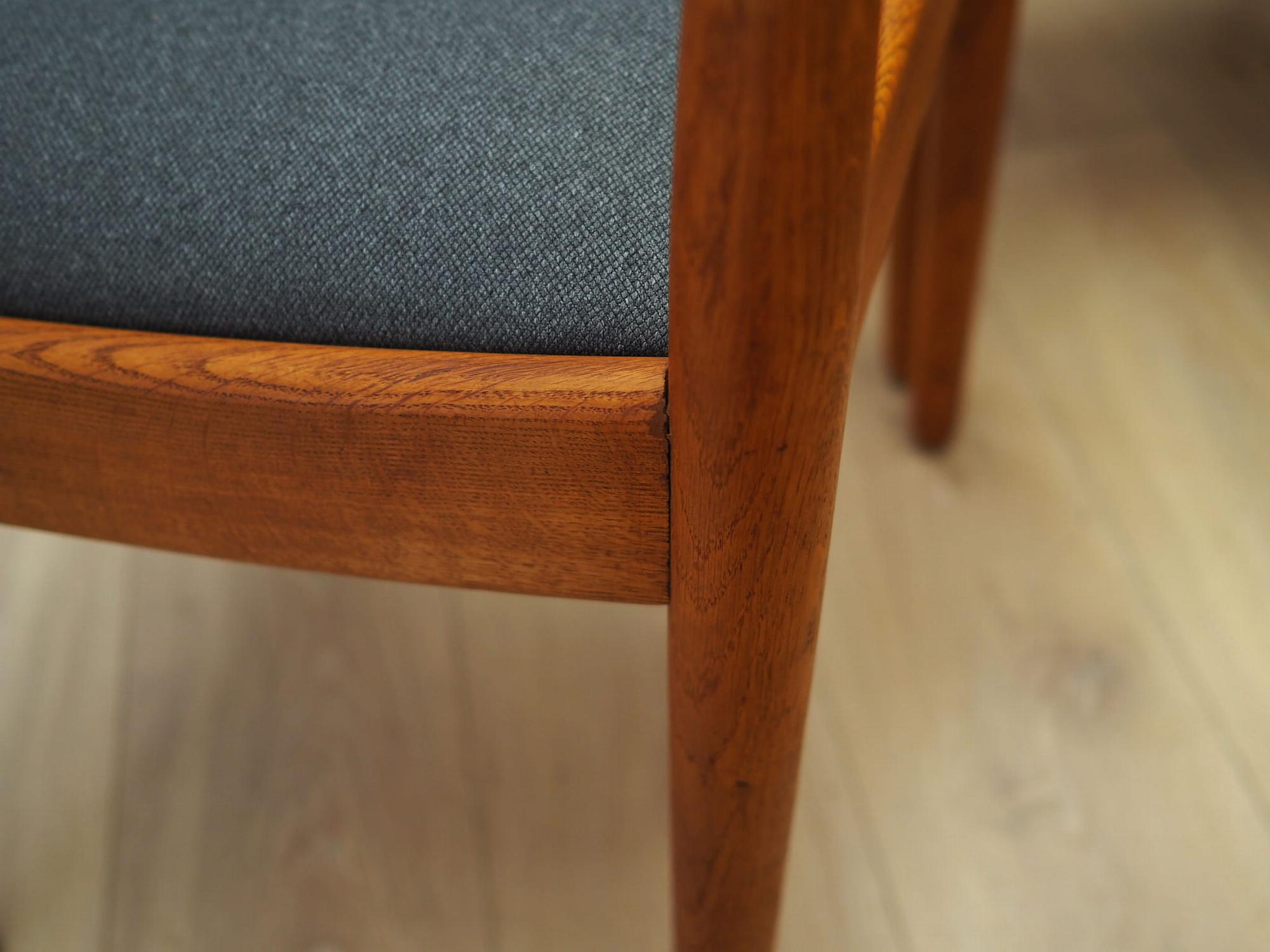 6x Vintage Chair Teak Wood Textile Brown 1970s 11