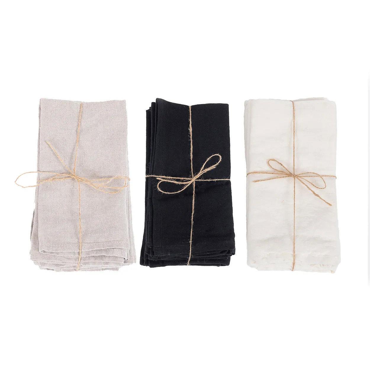 4x Serviette Leinen Beige 7