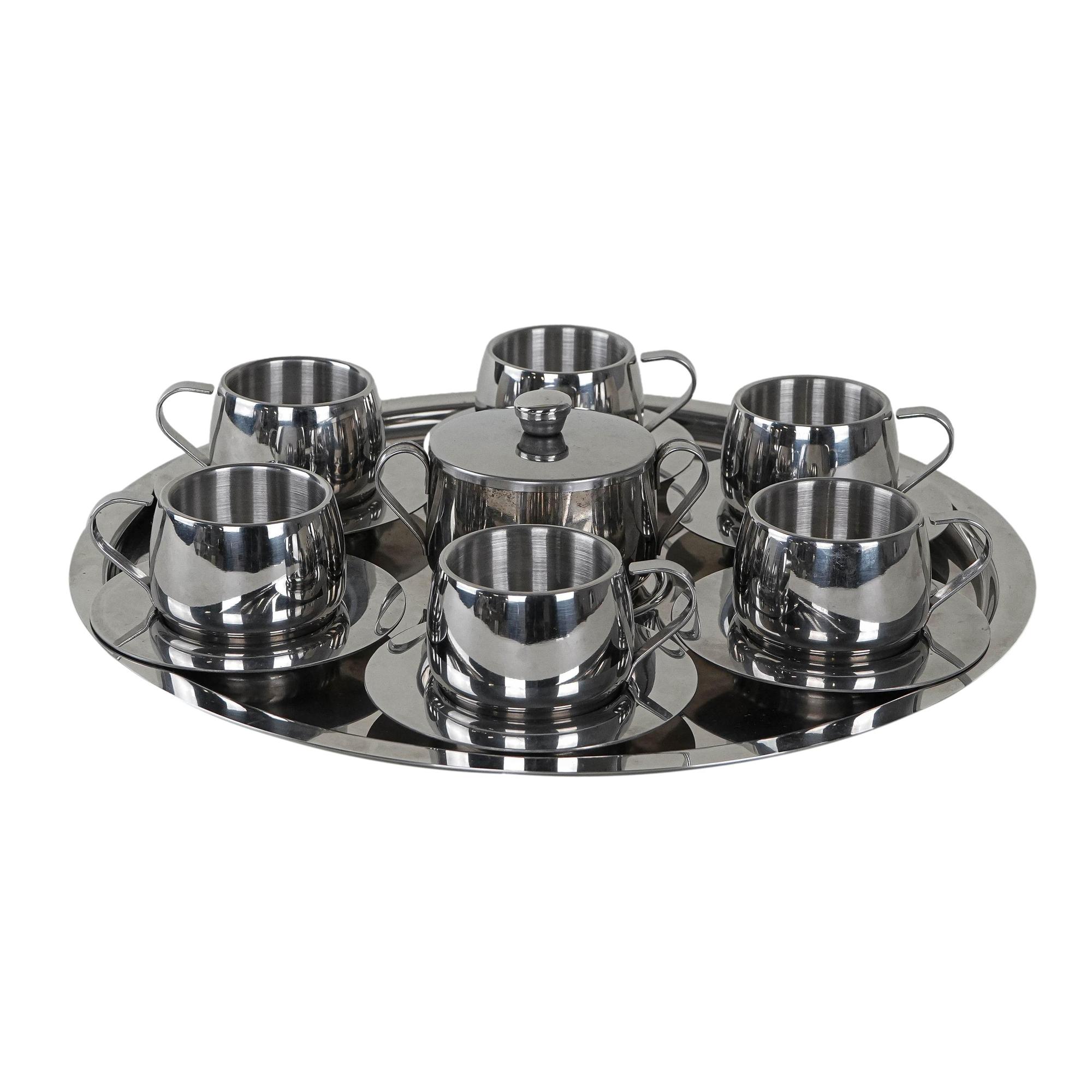 Kaffeeservice Edelstahl Silber 1980er Jahre 0