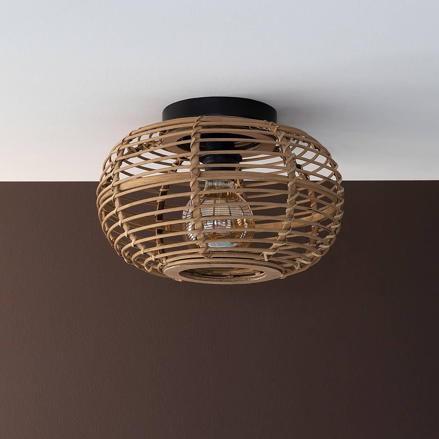 Ceiling Light Woodball 1-Light Solid Bamboo Iron 3
