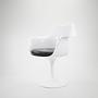 Saarinen Tulip Armchair White Brown Leather 0