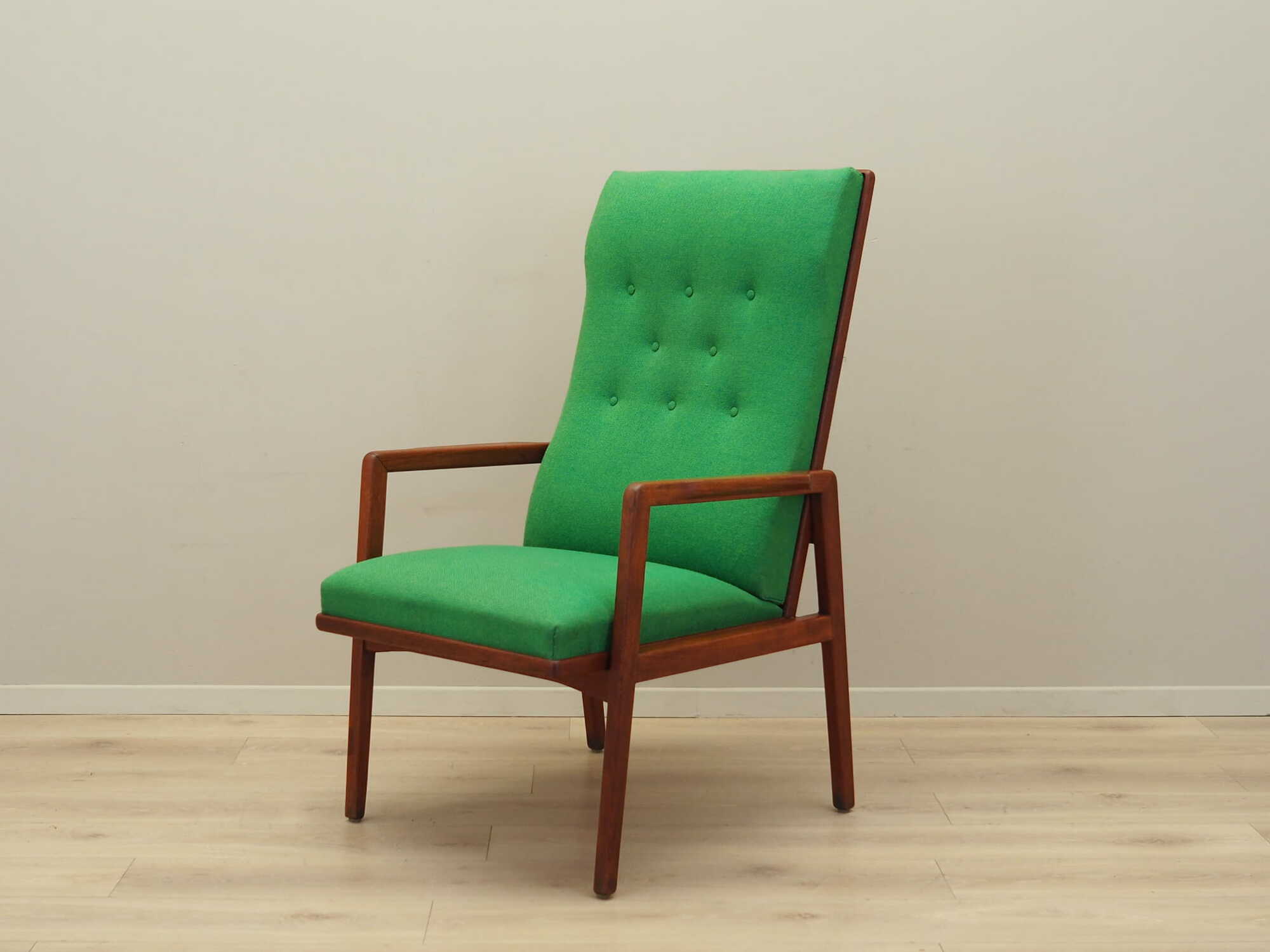 Armchair Teak wood Textile Green 1970s 2