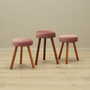 3x Vintage Stools Wood Velvet Pink 1960s 1