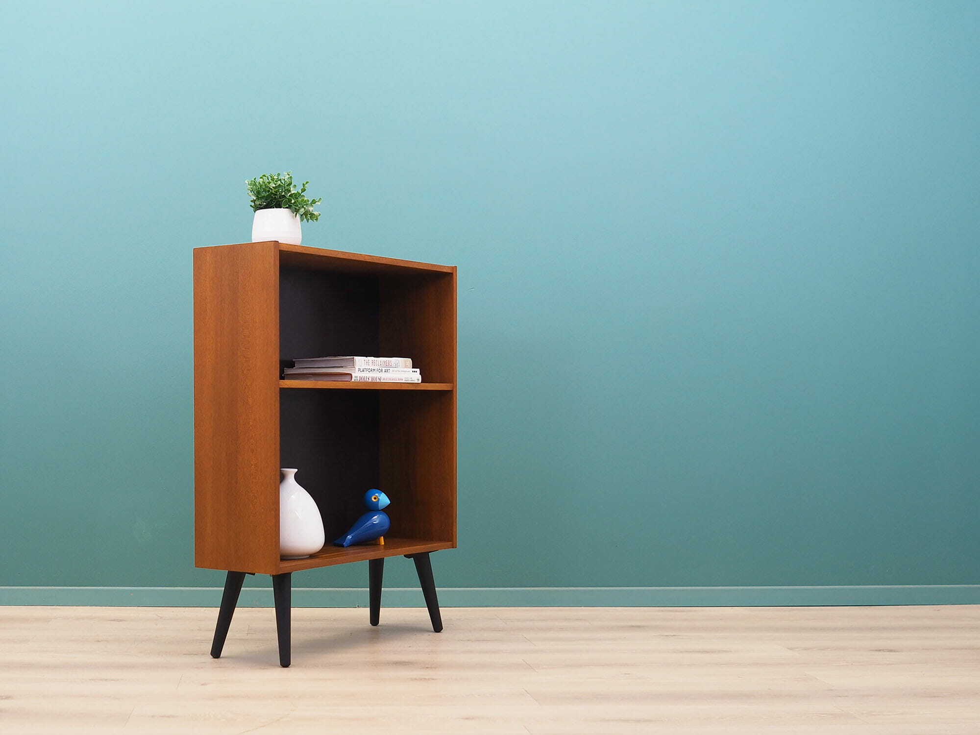 Vintage Bücherregal Teakholz Braun 1970er Jahre 3