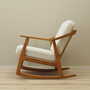 Vintage rocking chair oak wood textile cream 1960s 2