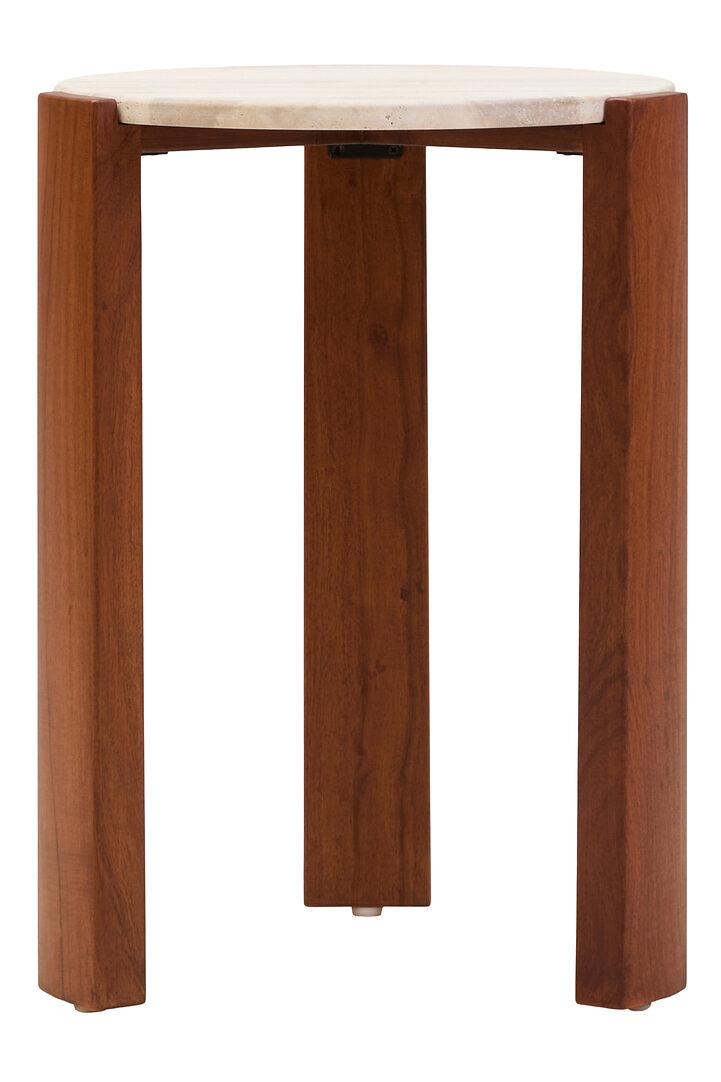 Palermo Runder Marmor Beistelltisch Naturholz 0