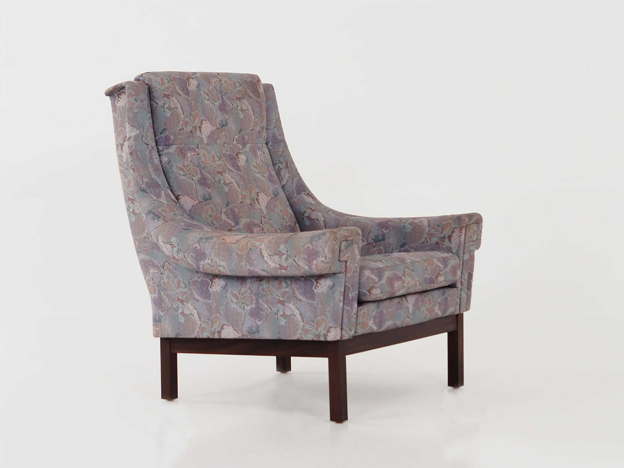 Vintage Sessel Buchenholz Textil Violett 1960er Jahre 5