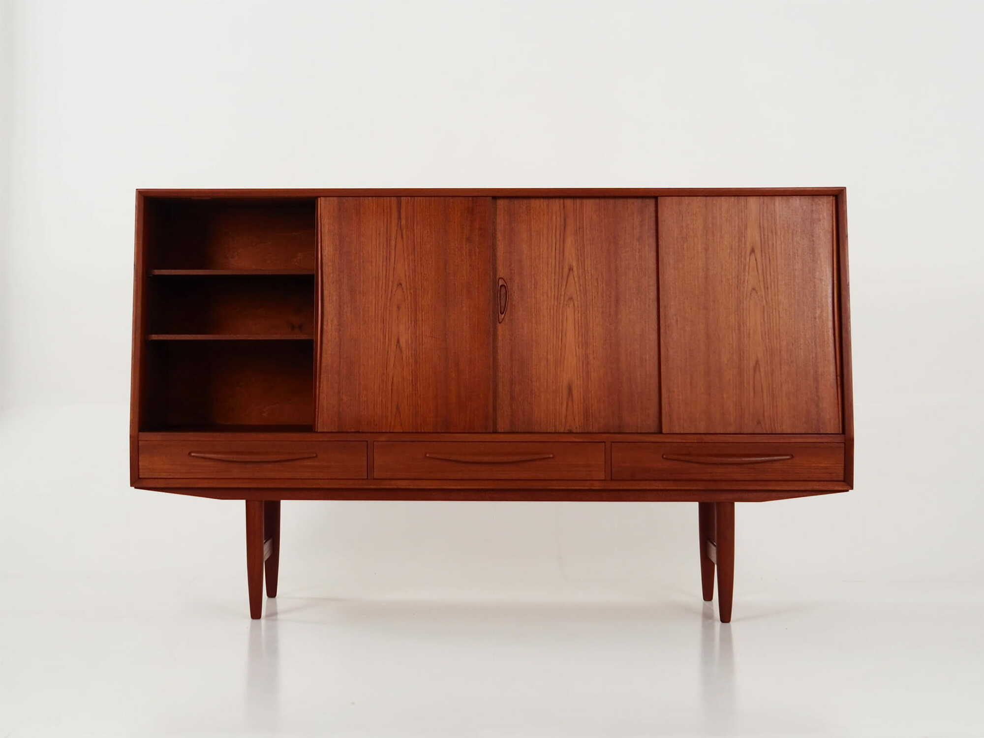 Highboard Teakholz Braun 1970er Jahre 2