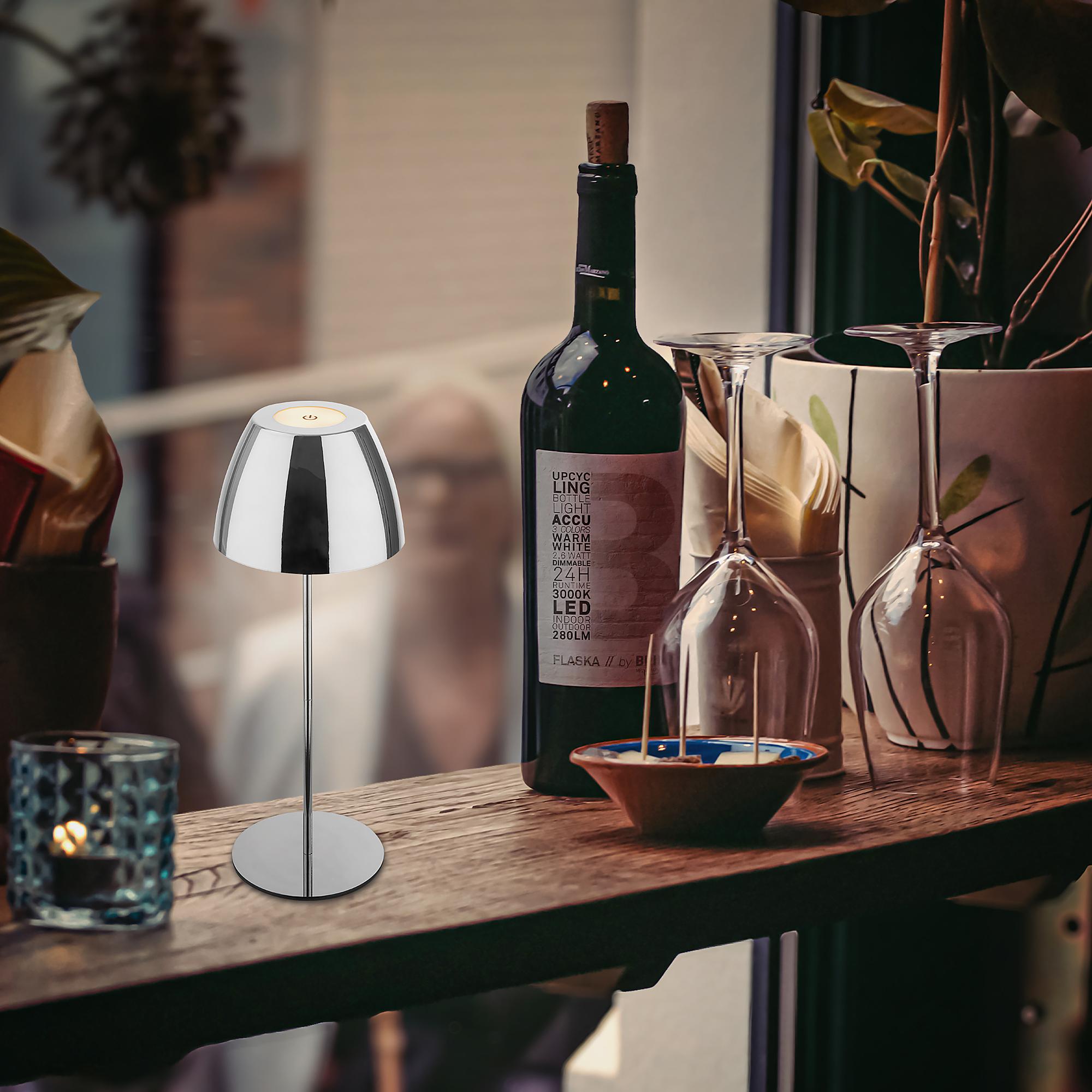 Serina LED Battery Table Lamp Chrome 3