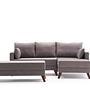 Bella Sofa Récamiere Rechts  mit Hocker Braun 5