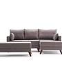 Bella Sofa Récamiere Rechts mit Hocker Braun 5