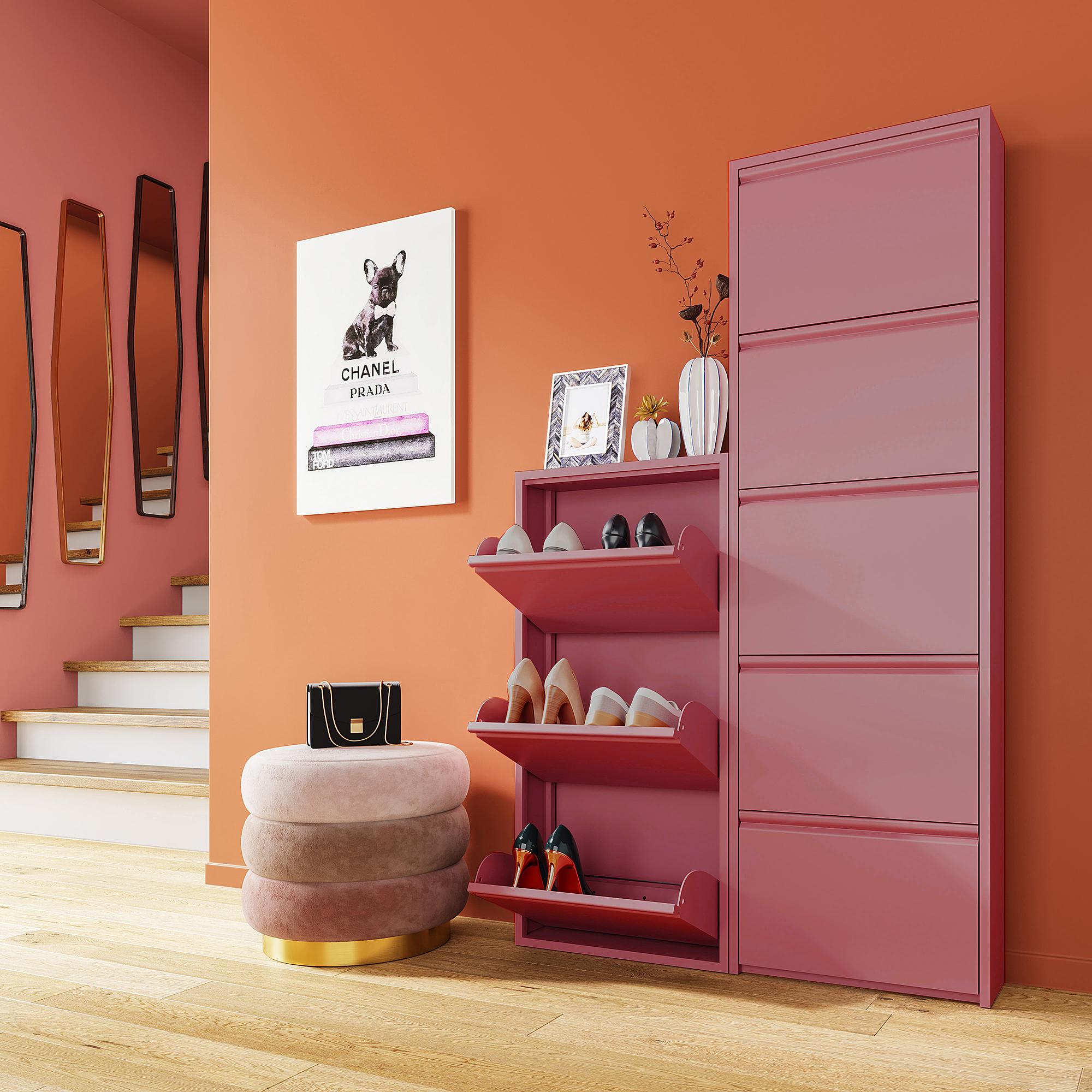 Shoe Cabinet Caruso Metal Pink 104 cm 3