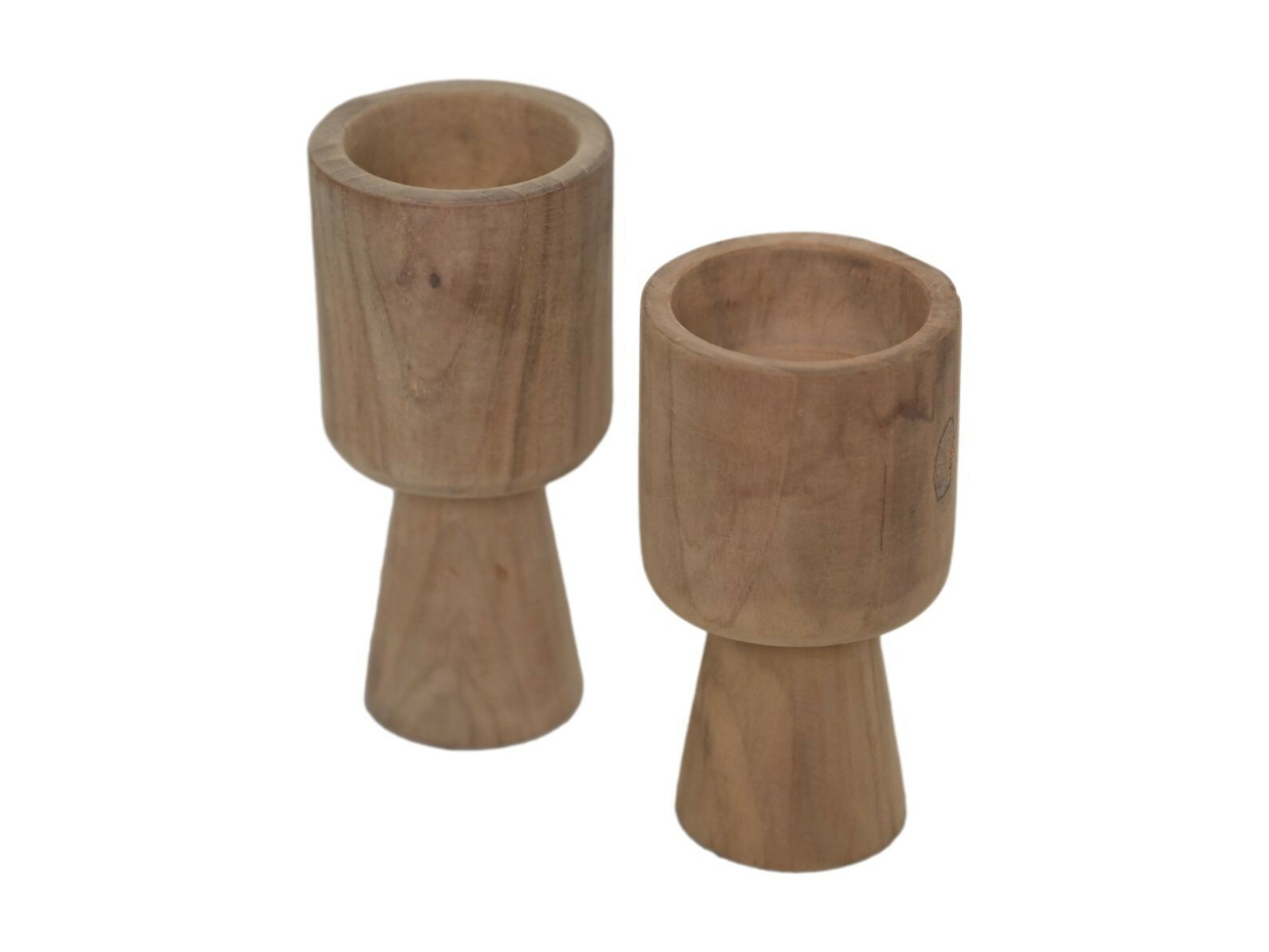 2x Kerzenhalter Teakholz Natur 2