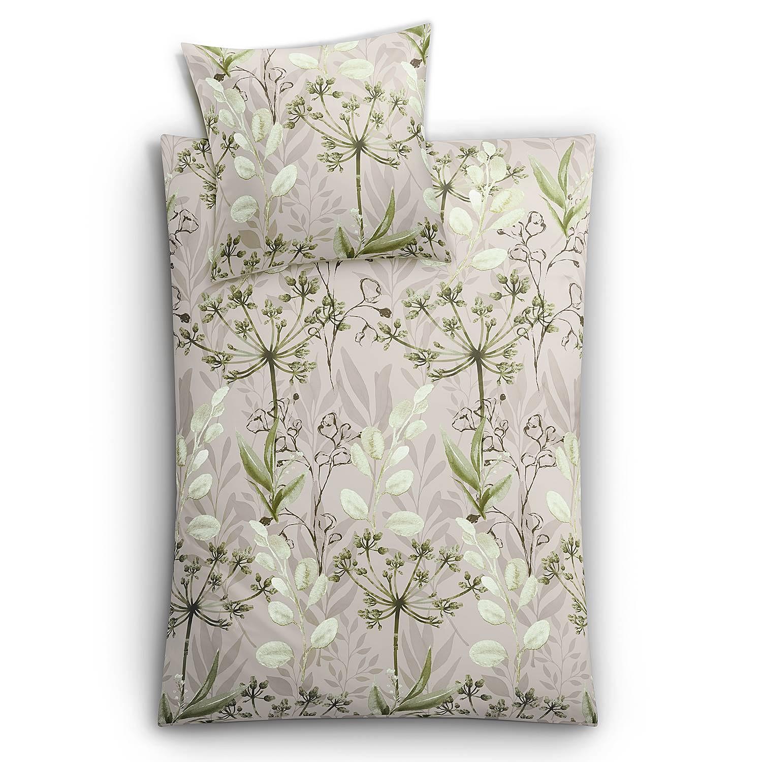 Lukardis Bettwäsche Baumwollsatin Olivgrün Beige 155x220cm 0