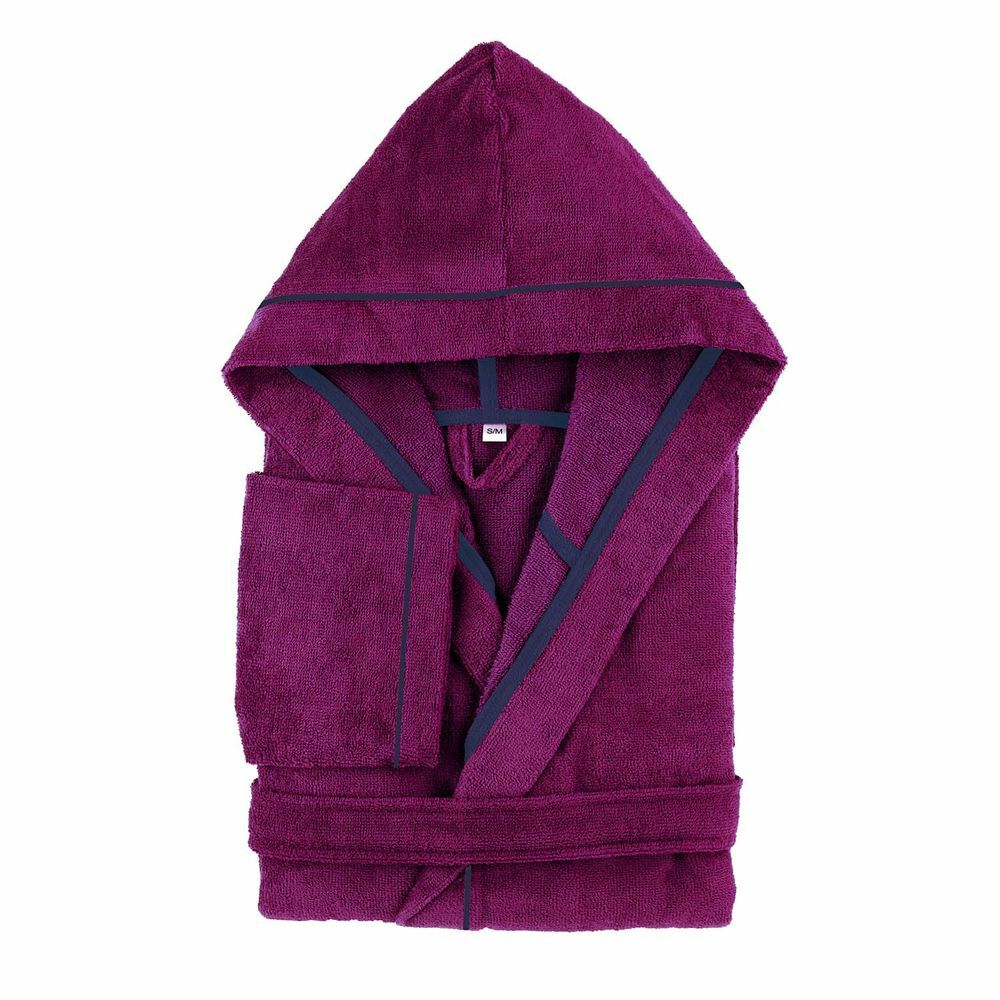 Unisex Baumwoll-Bademantel mit Kapuze Beere Medium 0