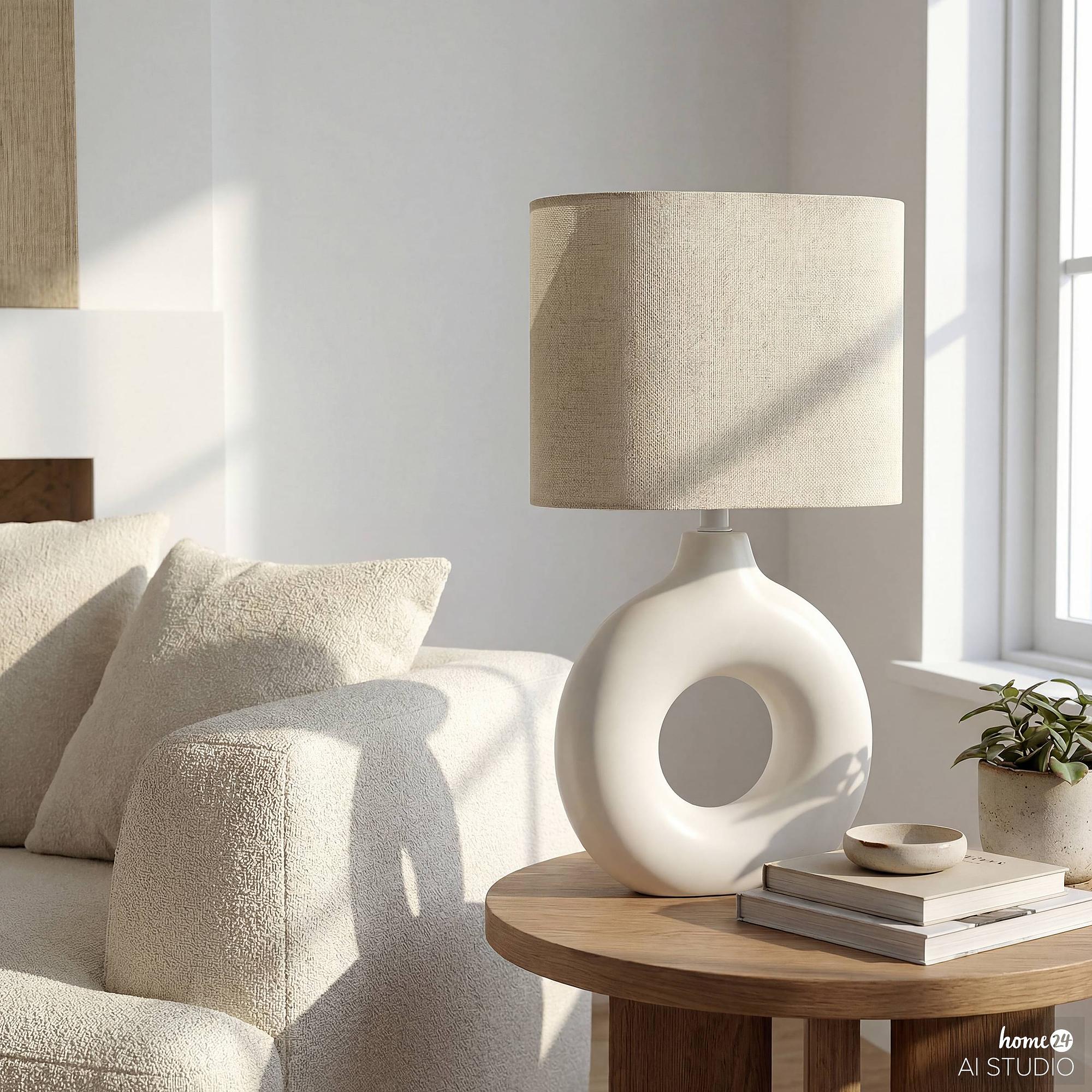 Revon Tischleuchte 1-flammig Leinen Creme 3