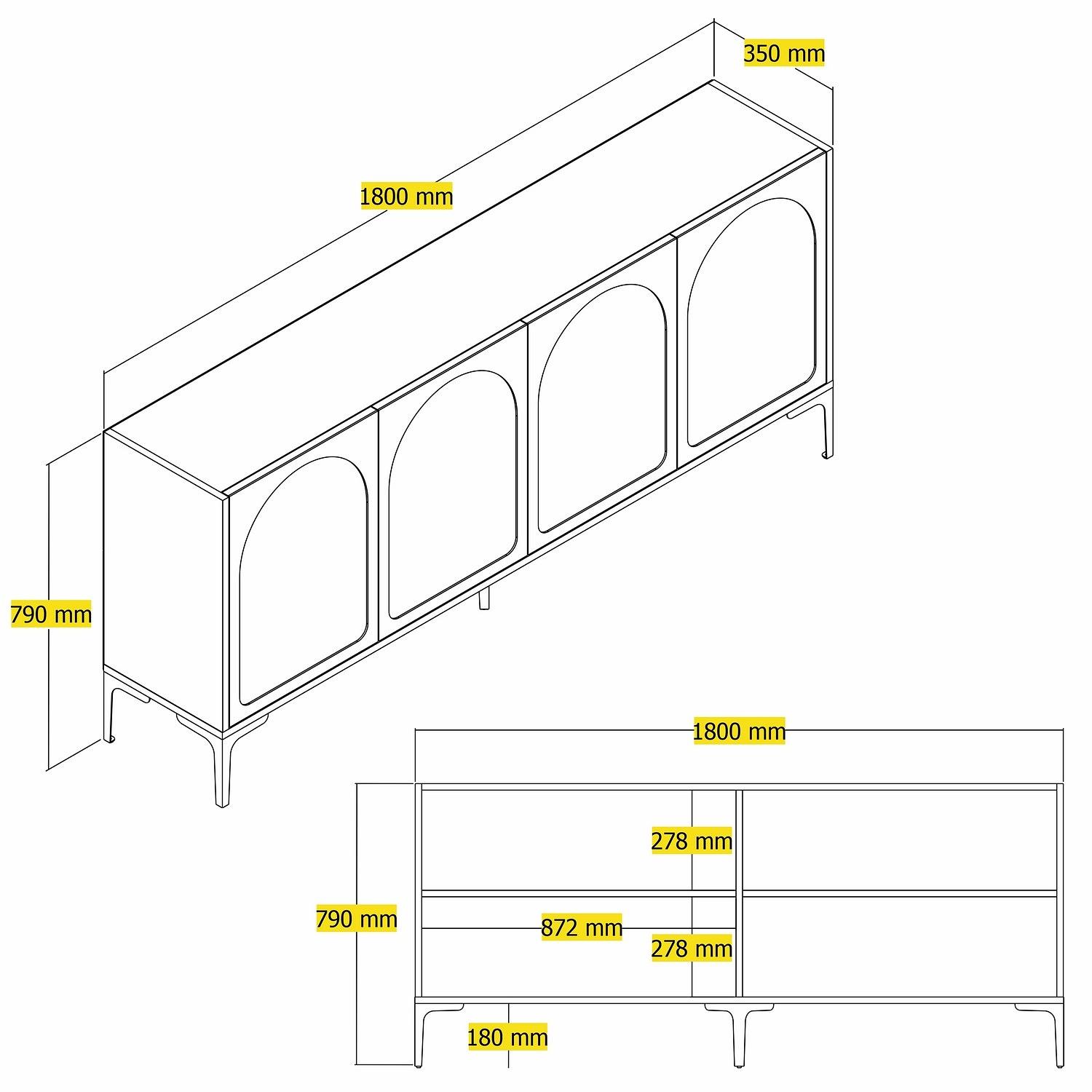 Lyon 79 Console Wood Veneer White Black 7