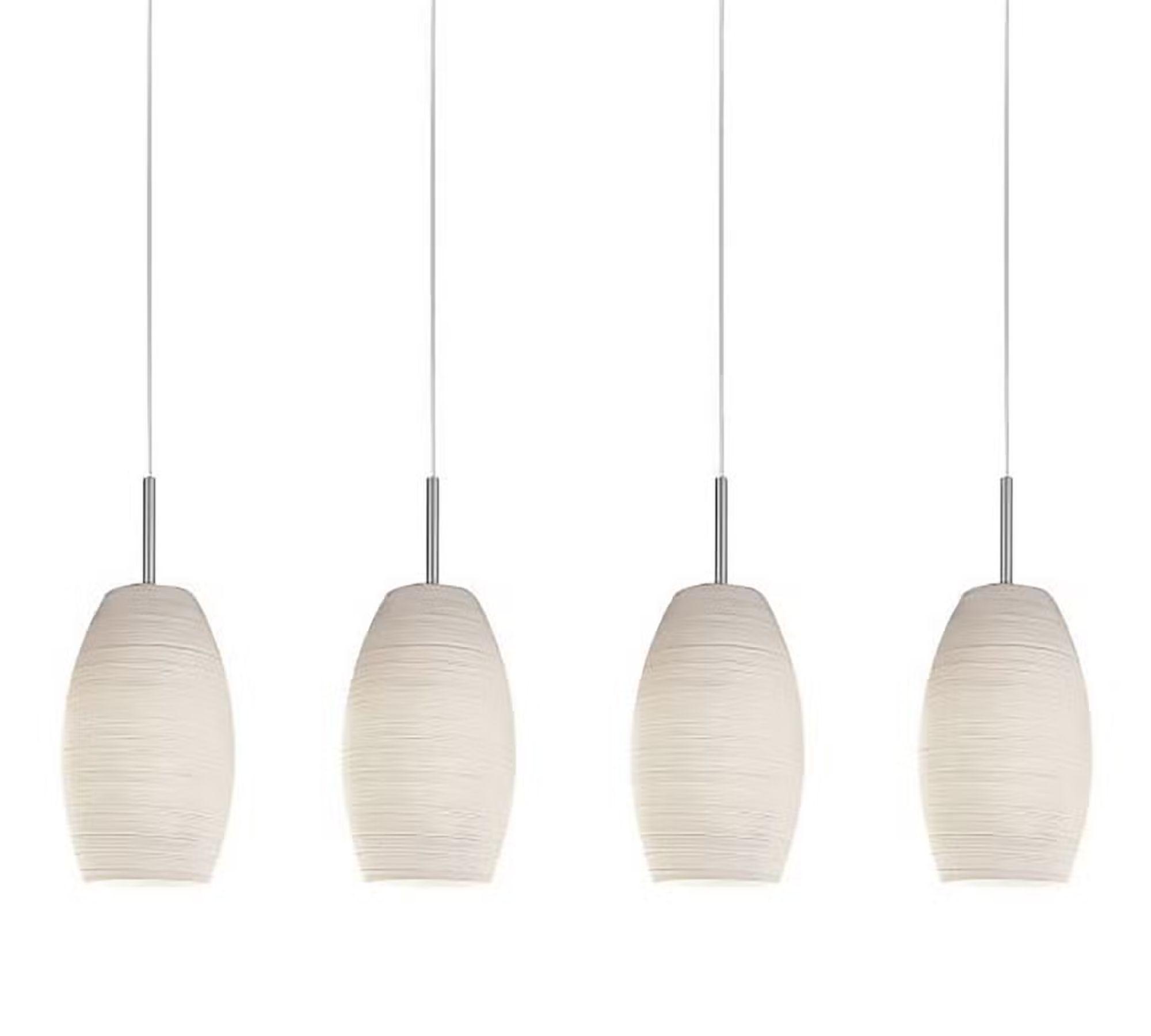 Pendant lamp 4-light Steel Glass White 0