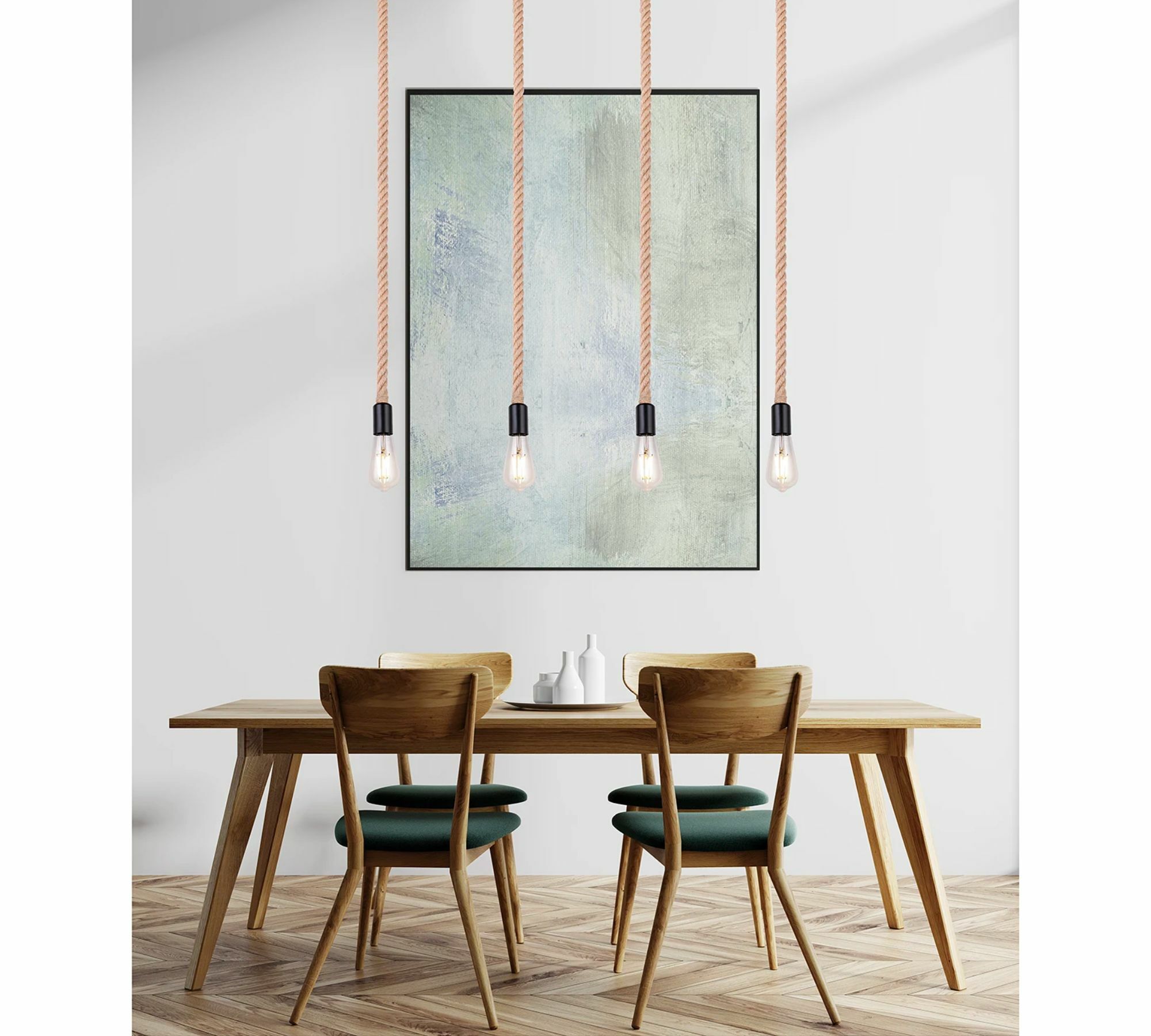 Pendelleuchte 4-flammig Seil Metall 1