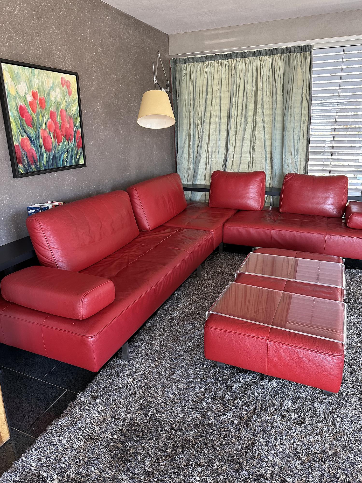 Corner Sofa Dono Leather Red 4