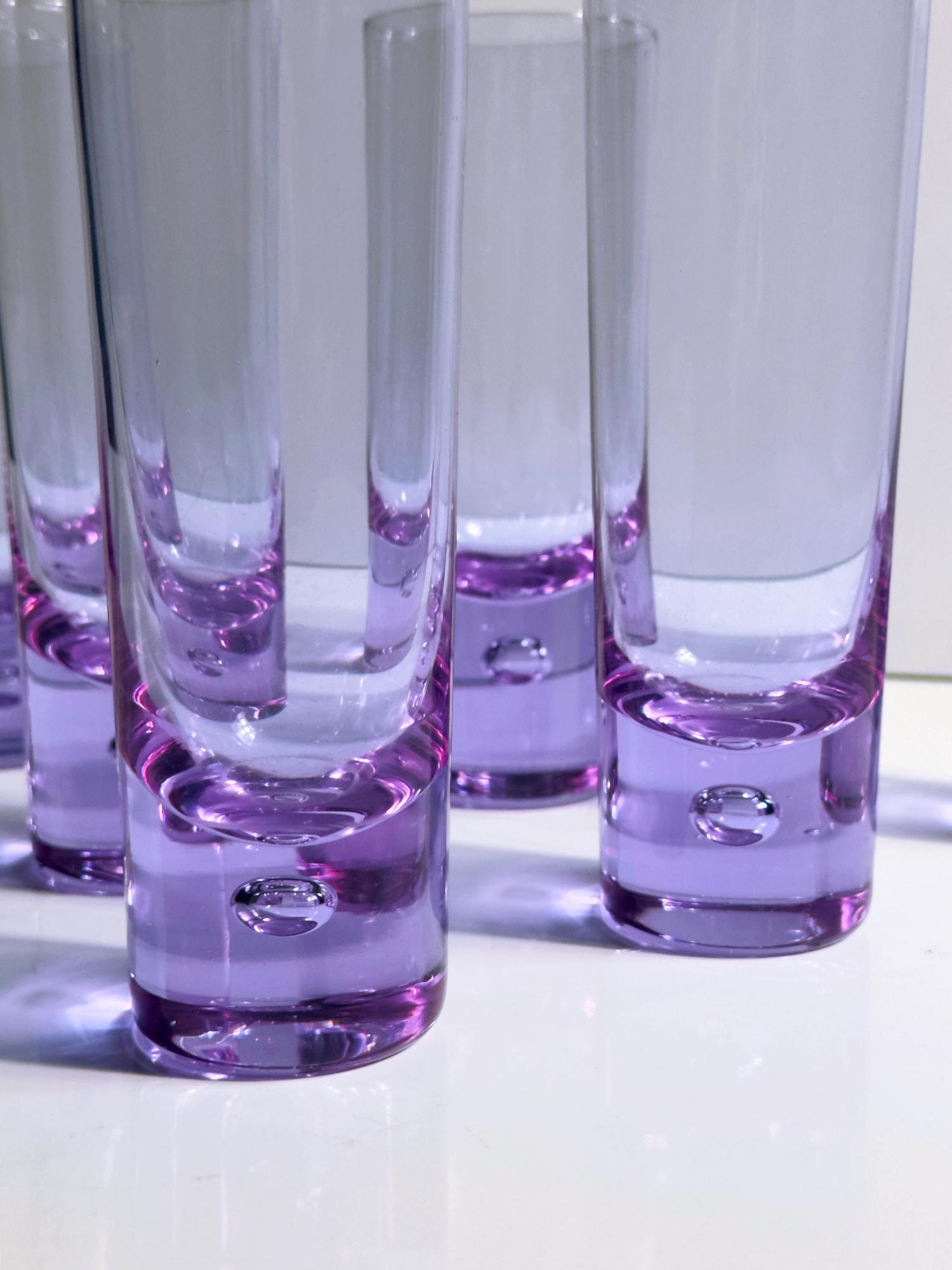 6x Vintage drinking glasses Alexandrite glass 1970s 5