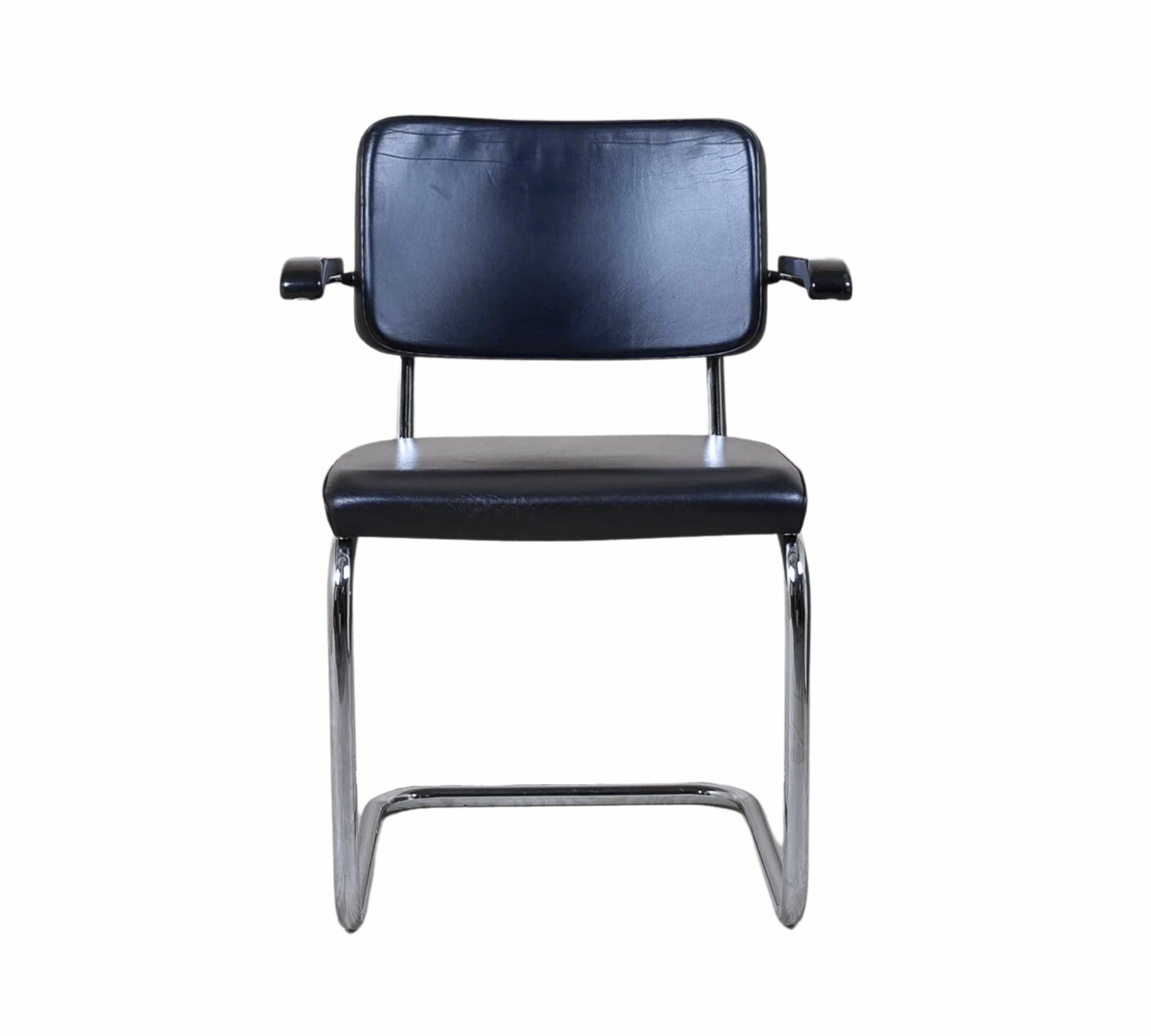 S 64 PV Thonet Freischwinger Leder Metall Schwarz 6