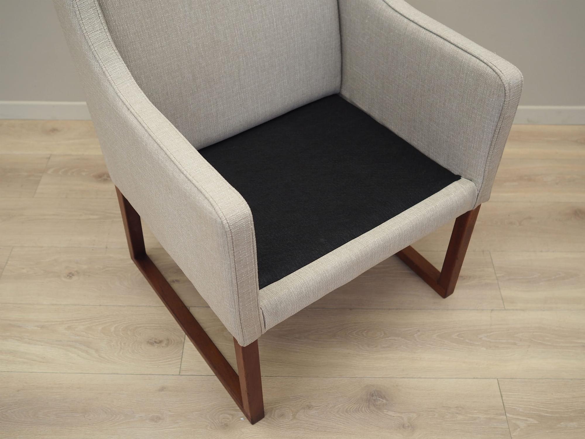 Vintage chair teak wood textile beige 1970s 10