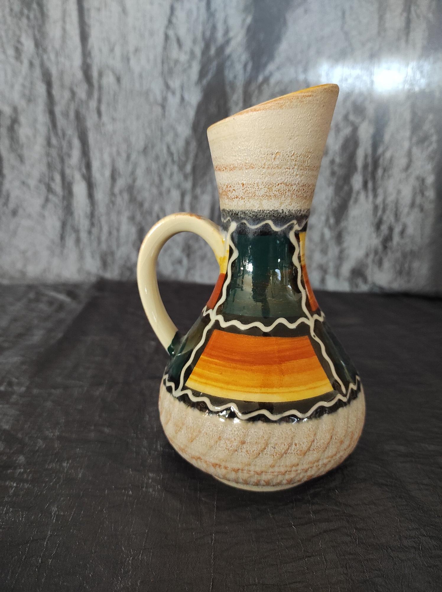 Vintage Keramikvase Beige Braun 2