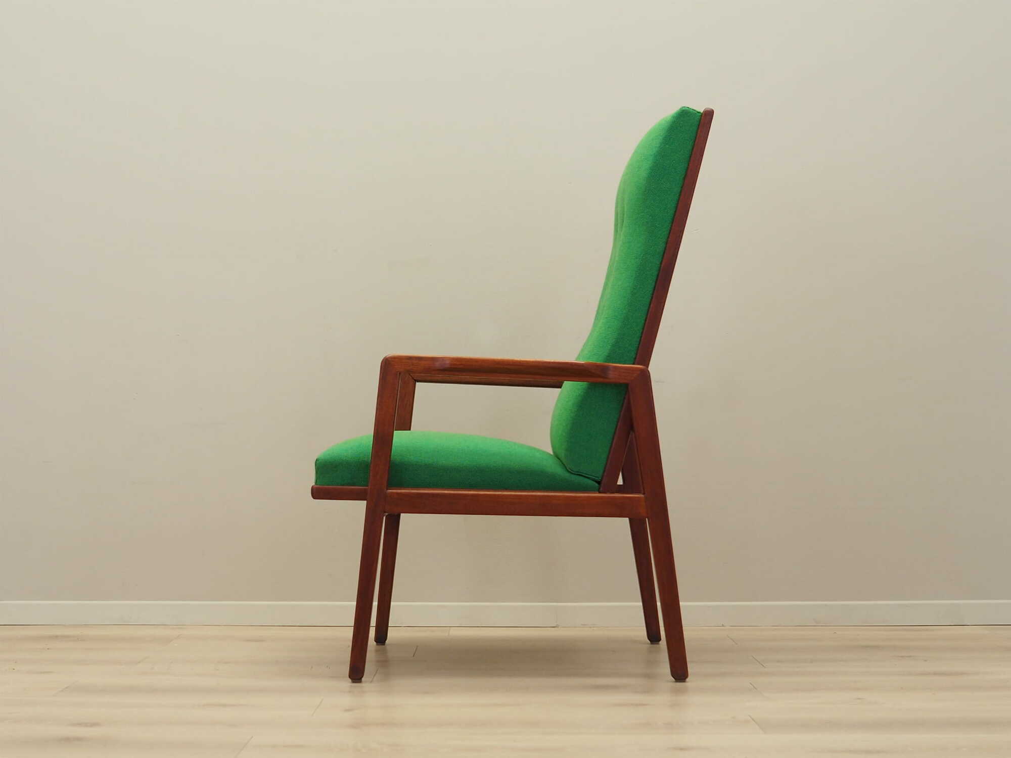 Armchair Teak wood Textile Green 1970s 3