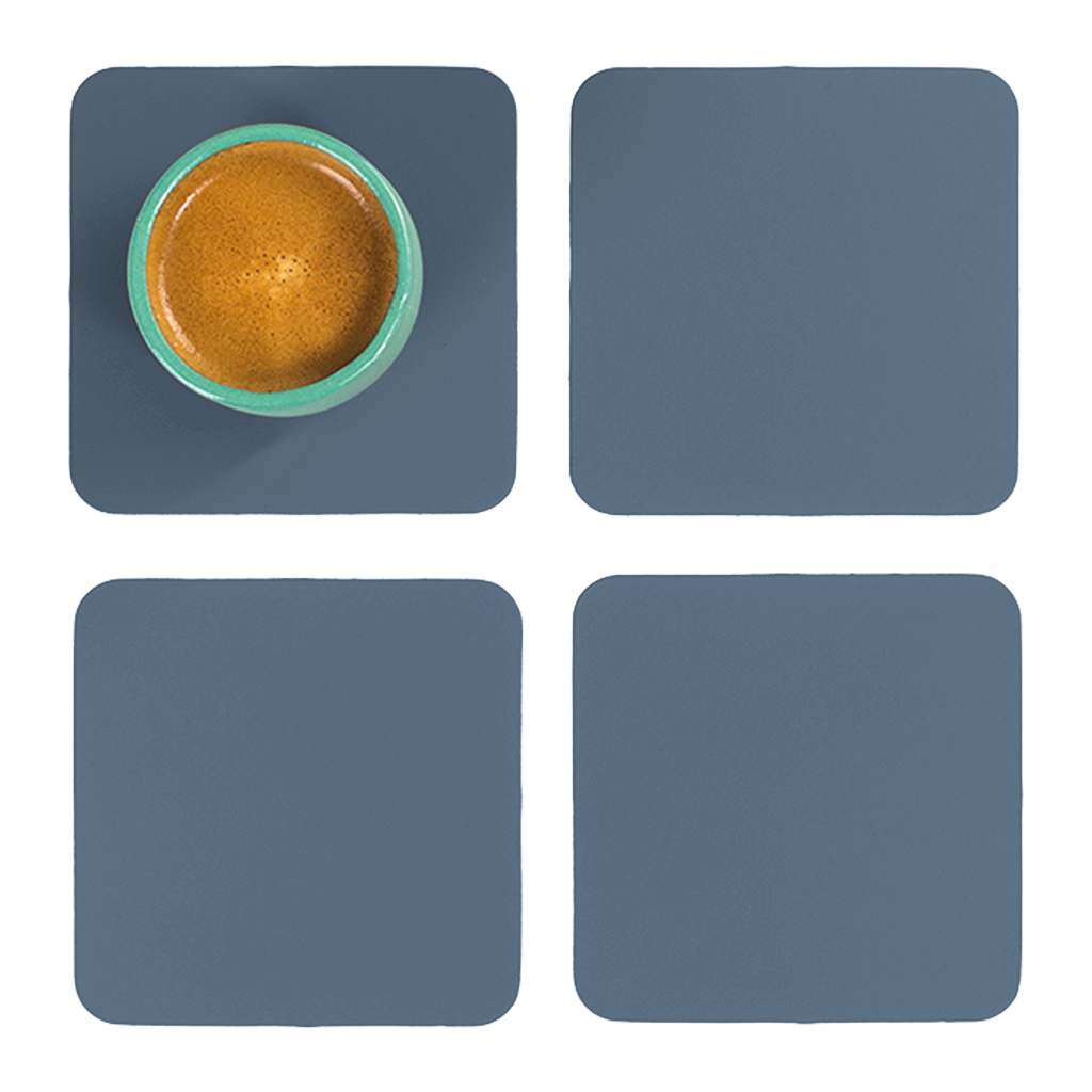 4x Coasters Square 100% Recycled Leather Petrol 0
