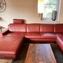 Ecksofa Leder Holz Dunkelrot 0