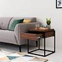 Beistelltisch Rizzo Metall Walnuss Schwarz 3