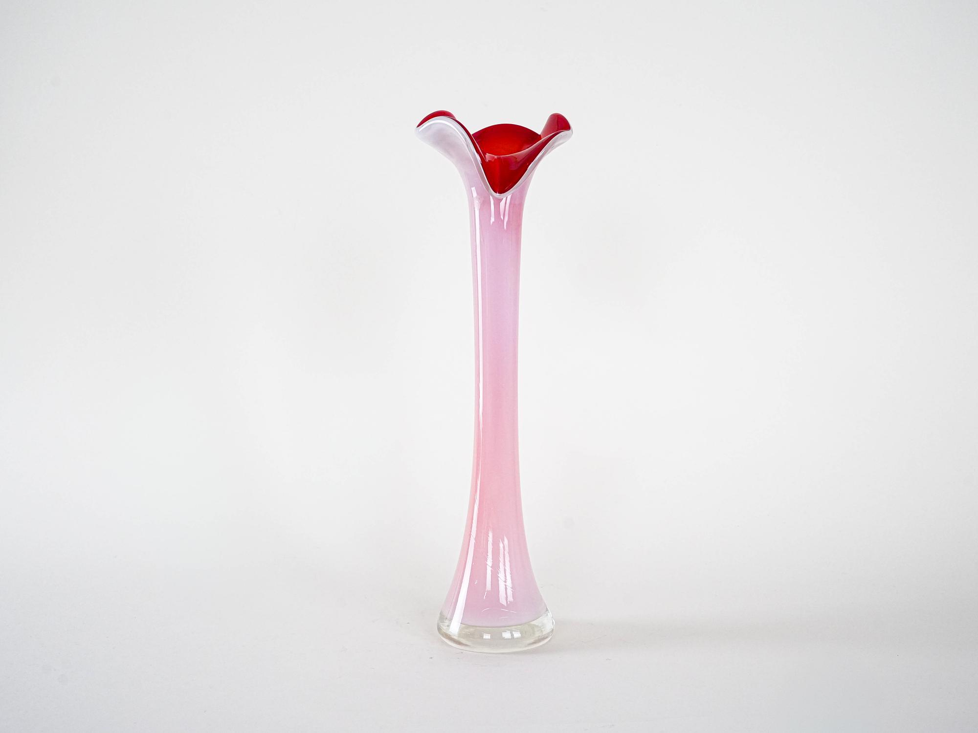 Vase Muranoglas Rosa 1970er Jahre 2