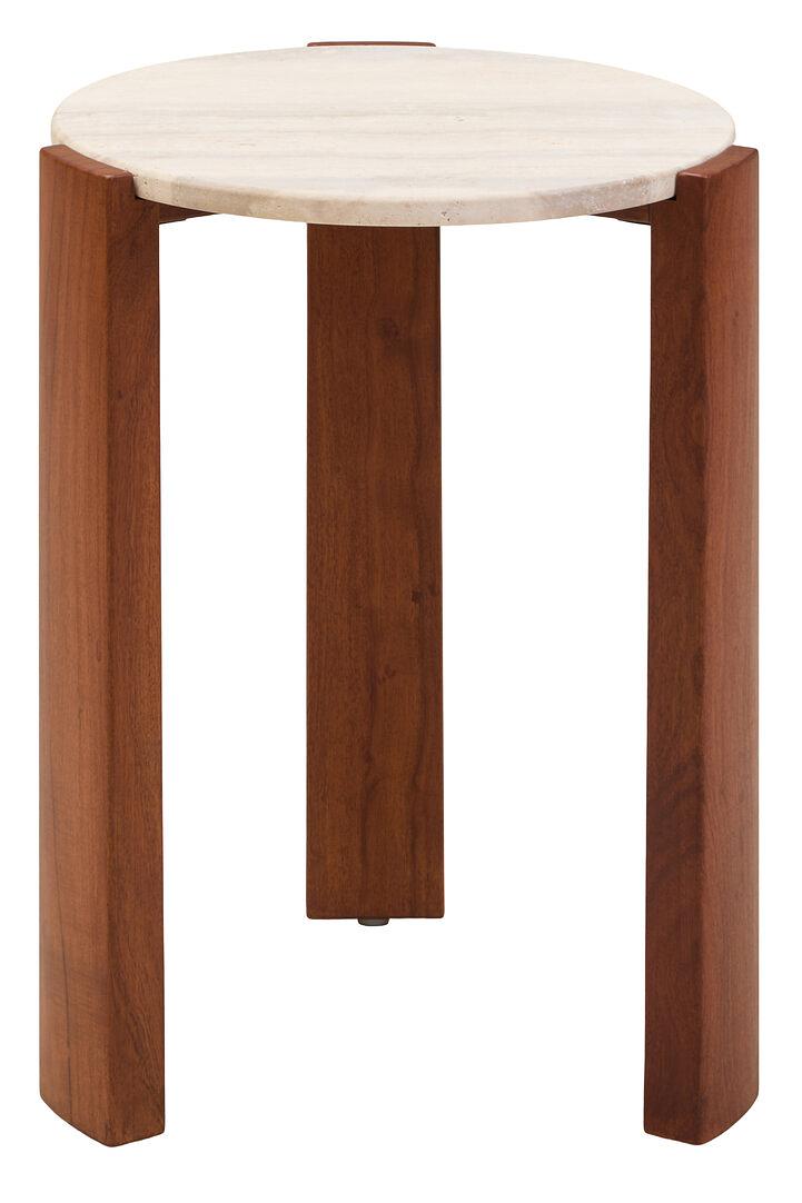 Palermo Round Marble Side Table Natural Wood 1