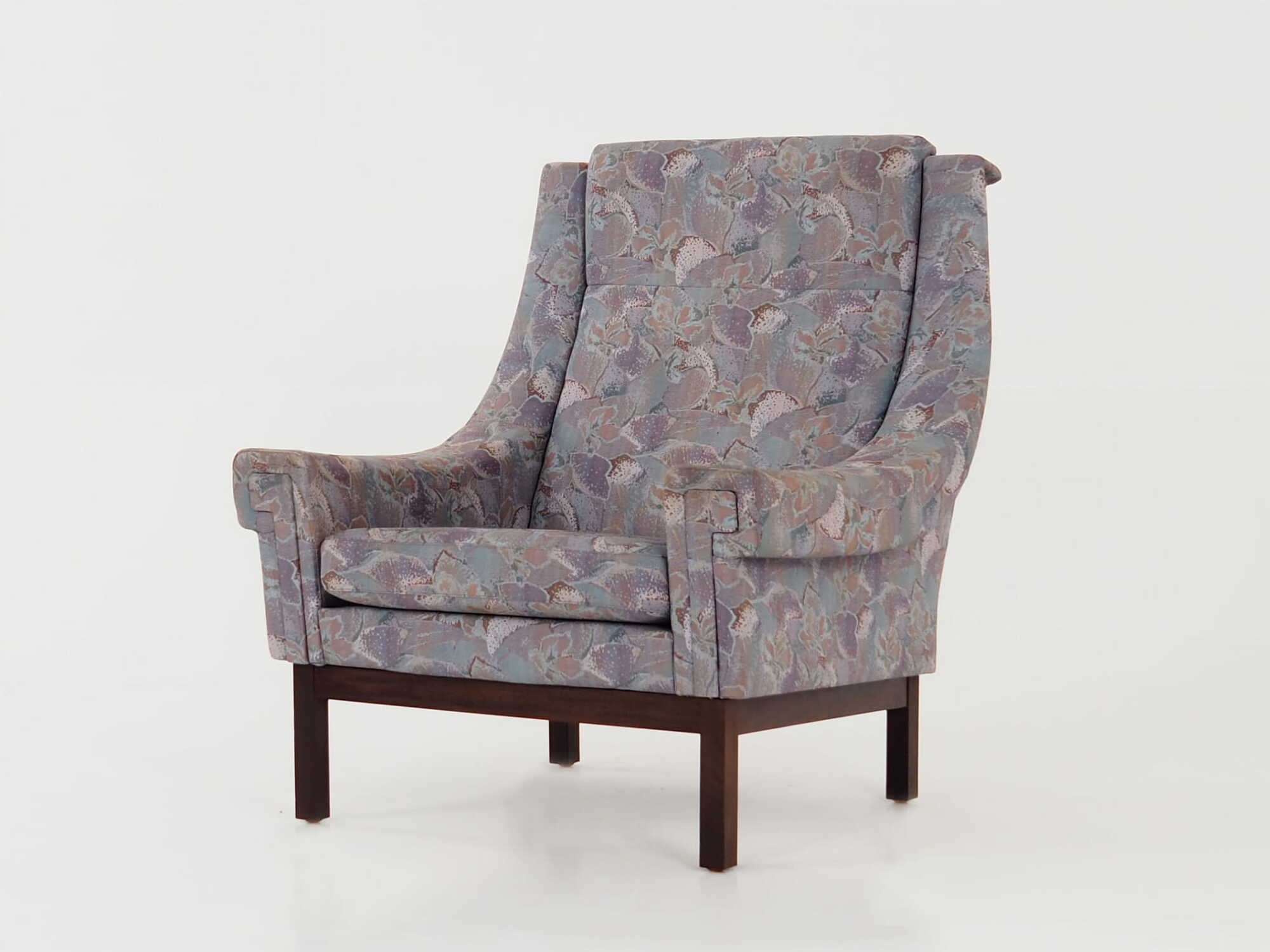 Vintage Sessel Buchenholz Textil Violett 1960er Jahre 2