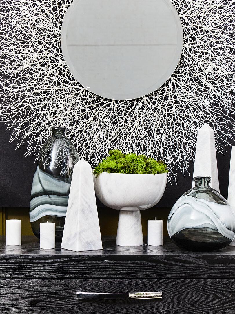 3x Salmo Teelichthalter Marmor Weiß 4