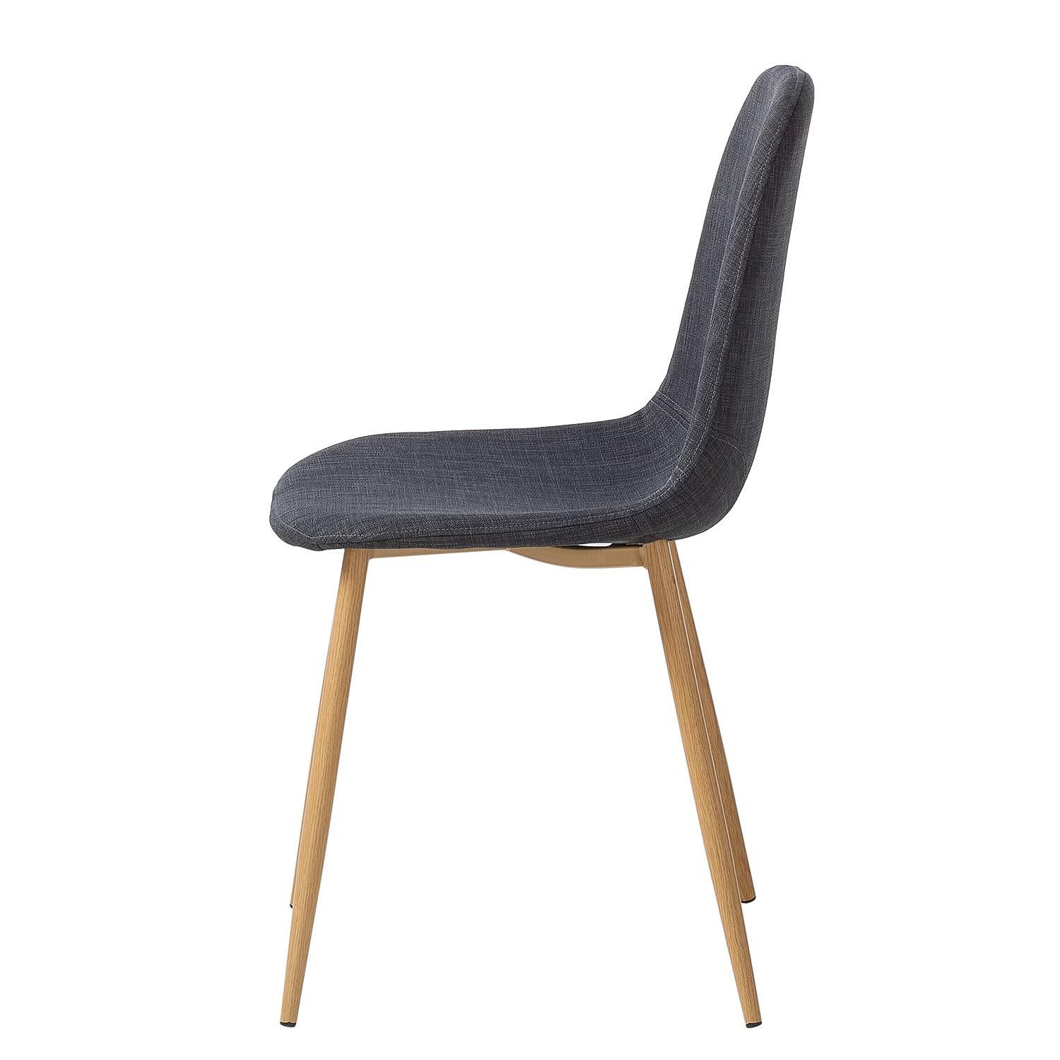 Iskmo II Upholstered Chair Set of 2 Woven Fabric Anthracite 4