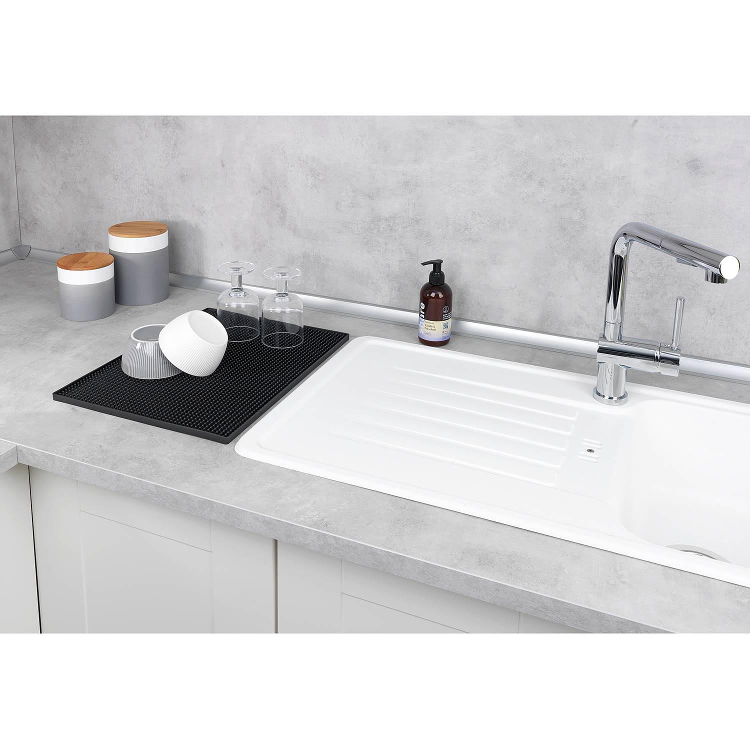 Abtropfmatte Maxi Edelstahl / Bambus Silber matt / Braun 4