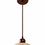 Round Pendant Light Walnut Wood Travertine Brown 6