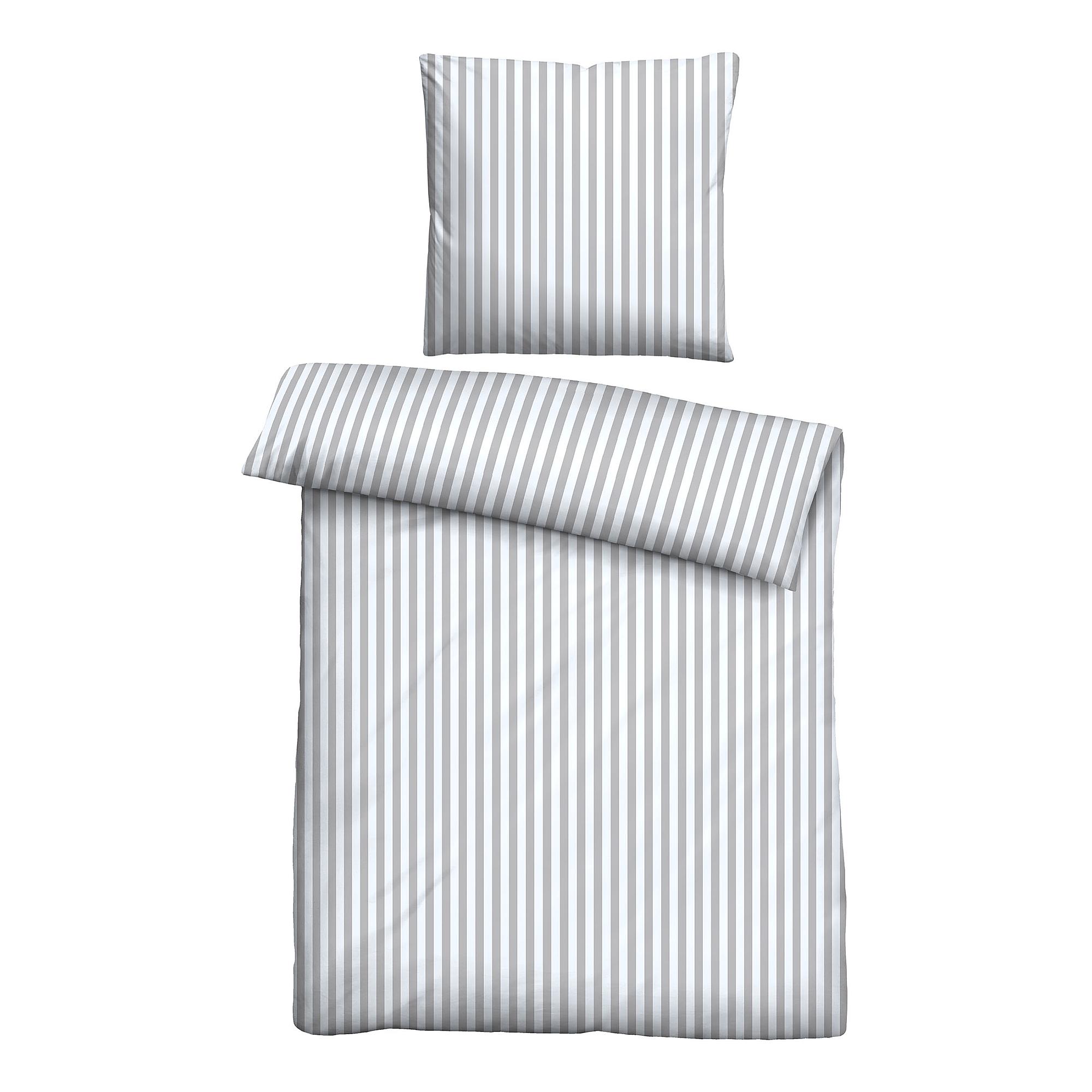 Jersey Bettwäsche Längsstreifen Baumwolle 155 x 220 + Kissen 1