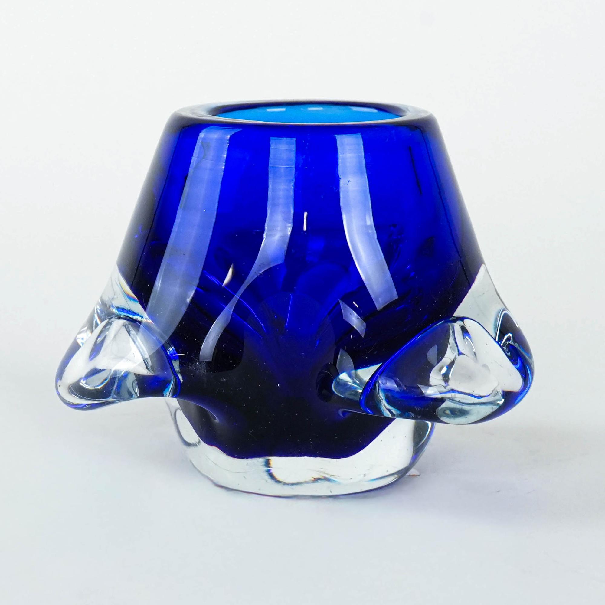 Cobalt glass candlestick Blue 1960s 1