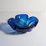 Vintage Aschenbecher Glas Blau 1970er Jahre 4