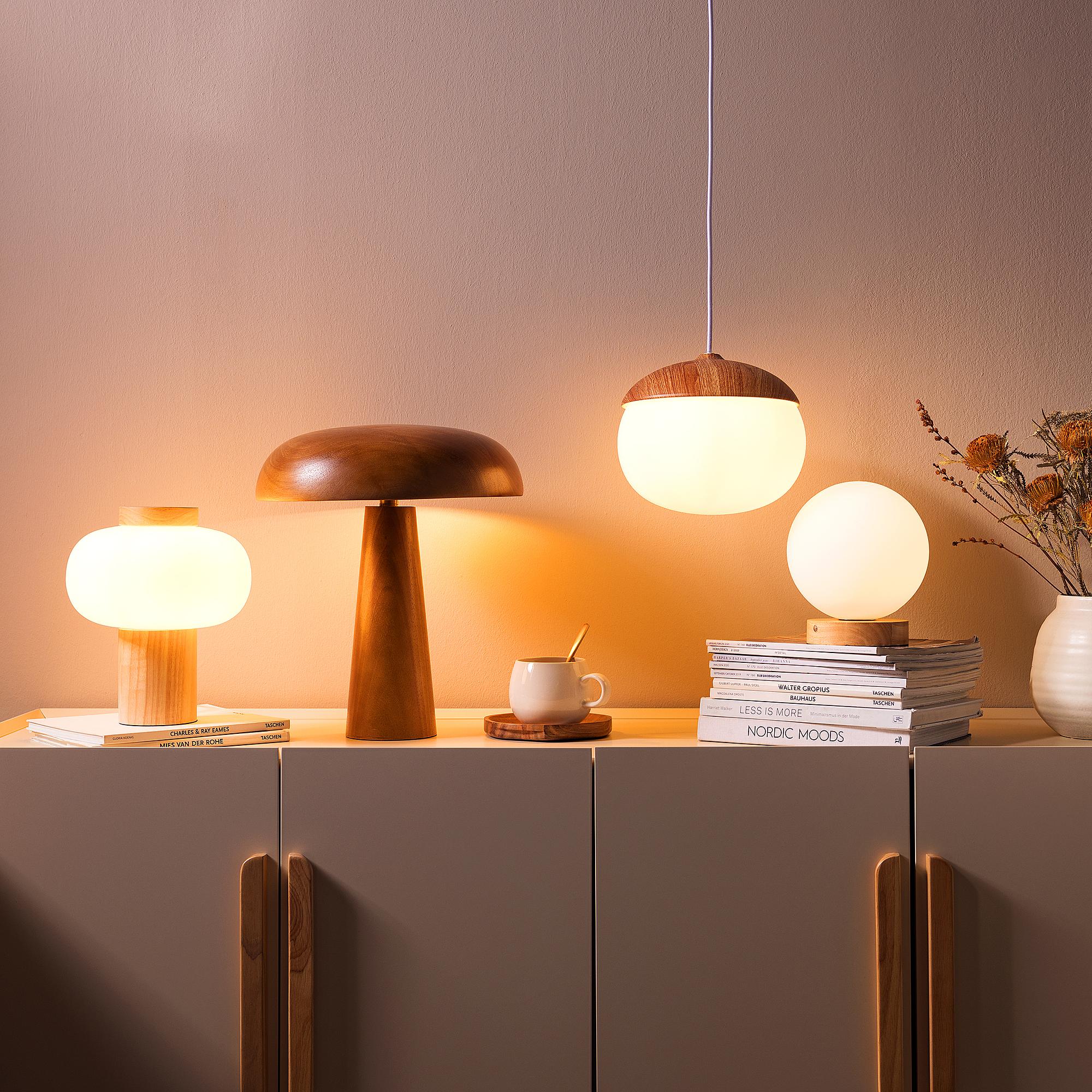 PRET Rubberwood Table Lamp Solid Wood Dark Brown 3