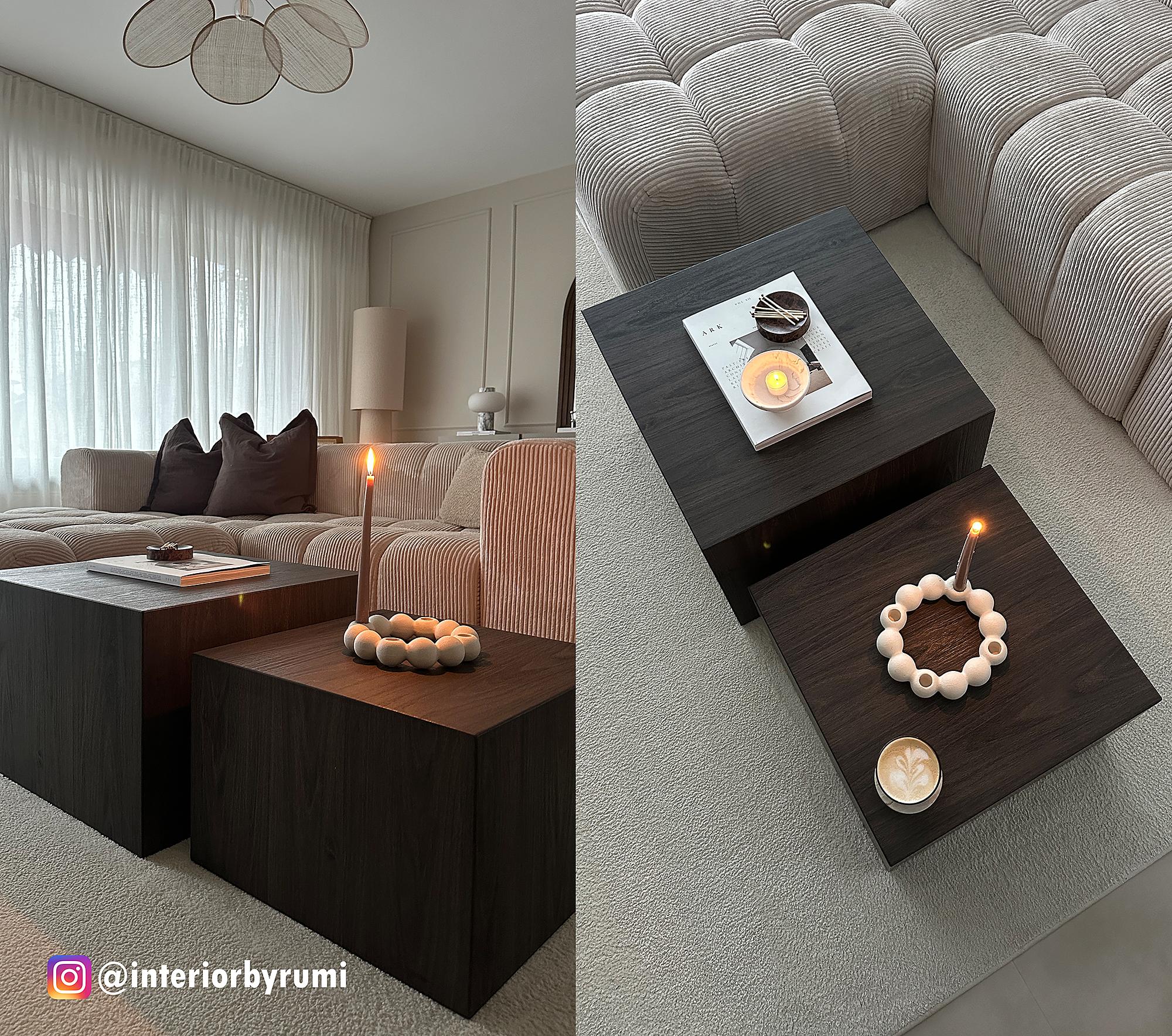Coffee Table Sukatari Set of 2 Dark Oak Decor 4