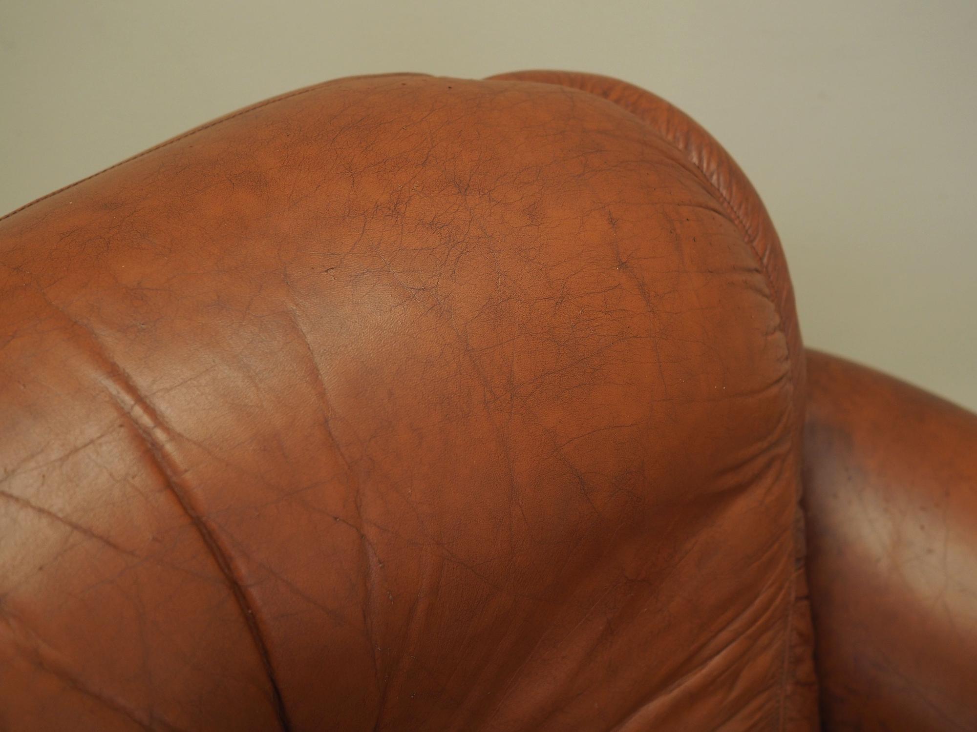 Armchair Leather Brown 1970s 14
